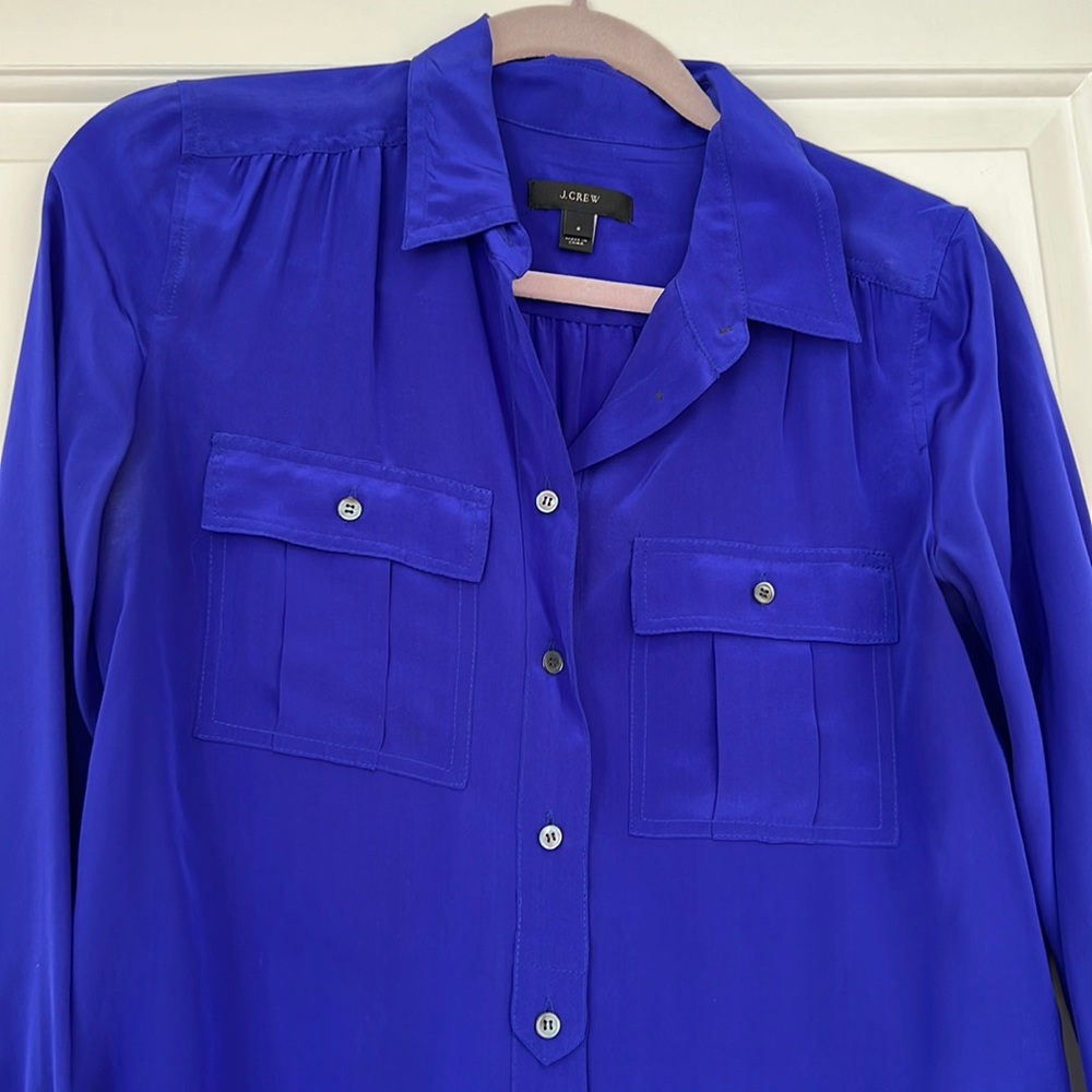 Cobalt 100% silk J crew blouse